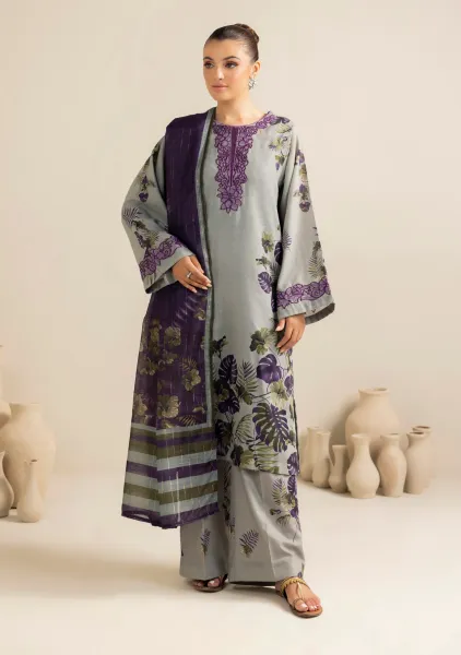 Pakistani Original Adan's Libas Ready to wear Stitched 3Pcs _ Gray 